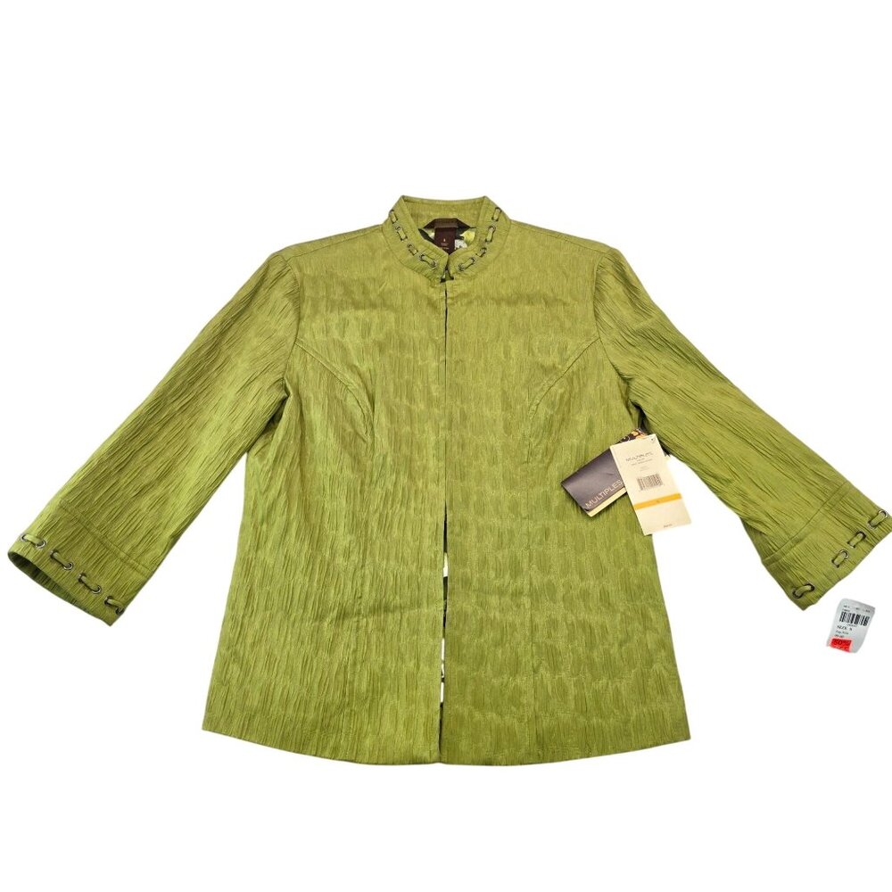 Multiples Dream Weaver Jacket S Celery Green Stretch Lace Up Romantic Festival